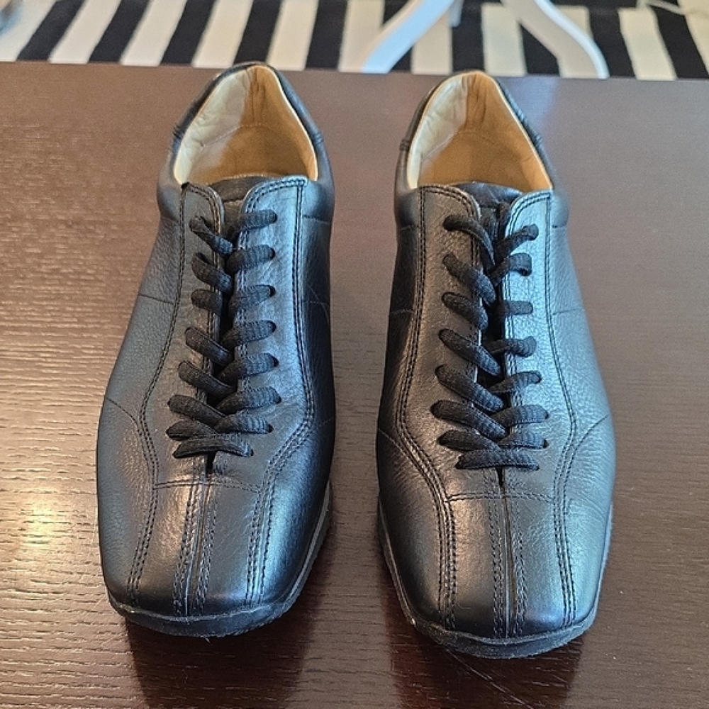PRADA SPORT Black Leather Unisex Shoes, 7.5 Women's